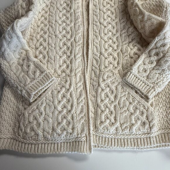 Aran Crafts Plated Crew Neck Cardigan with Celtic Zip Cream Size Medium - Picture 7 of 9